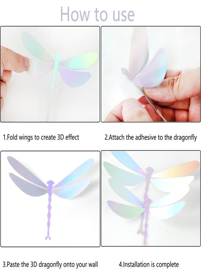 Qidie 60 Pieces 3D Dragonfly Wall Art Decor Stickers Silver Dragonfly Wall Decoration Window Wall Decals Stickers for Party/Doors/Bedroom Living Room/Wedding Decoration (Silver Dragonfly) - Image 4